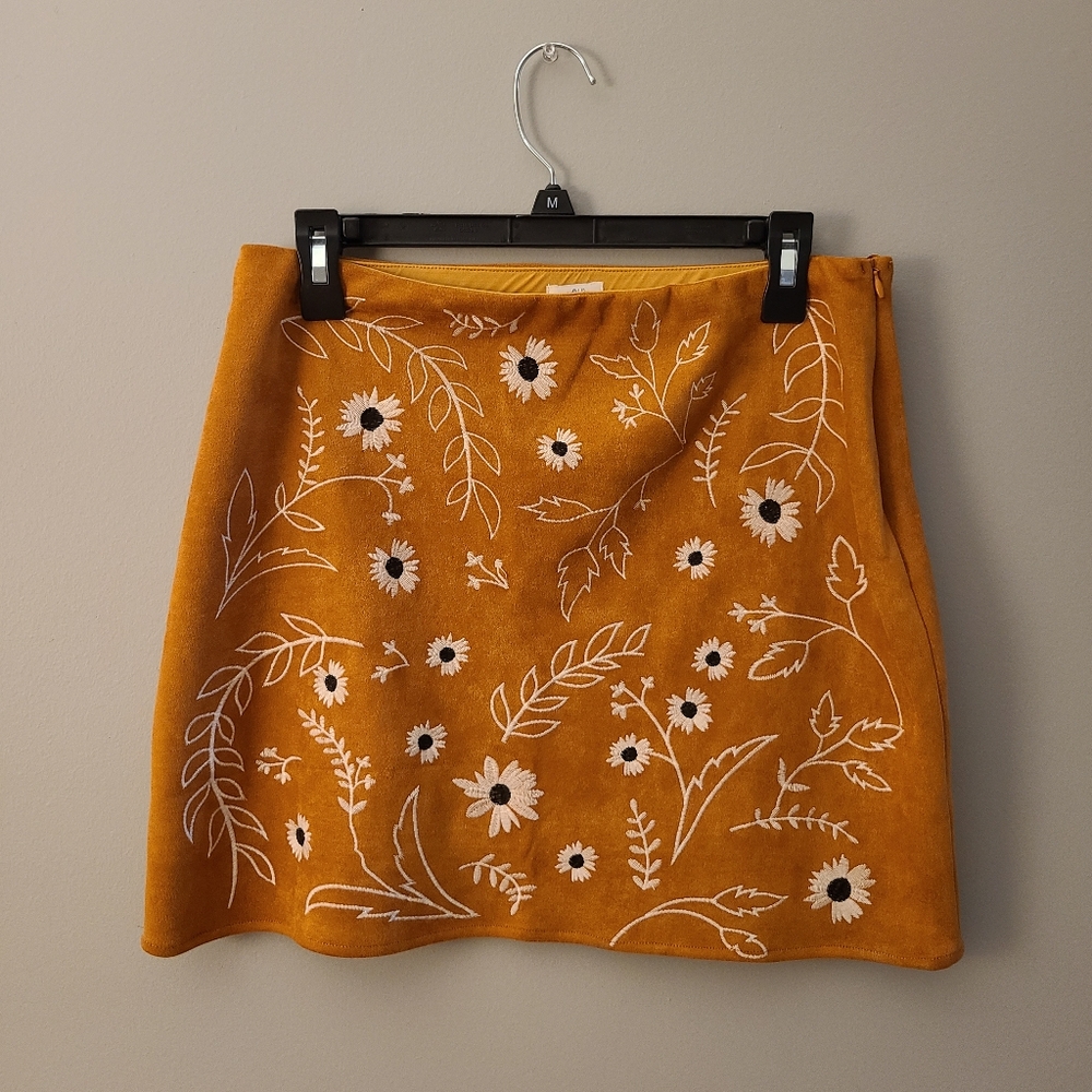 NWOT Francescas Orange Embroidered Skirt size L